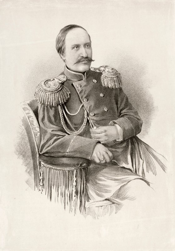 Conde Nikolai Ignatiev, soldado político e diplomata russo (gravura) de School Russian