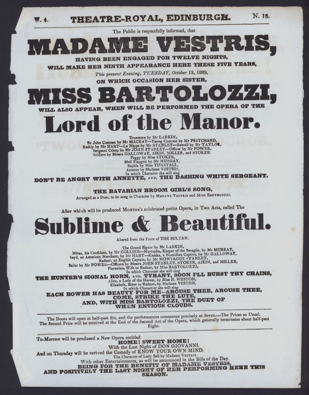 Programa de teatro para o Theatre Royal, Edimburgo de Scottish School