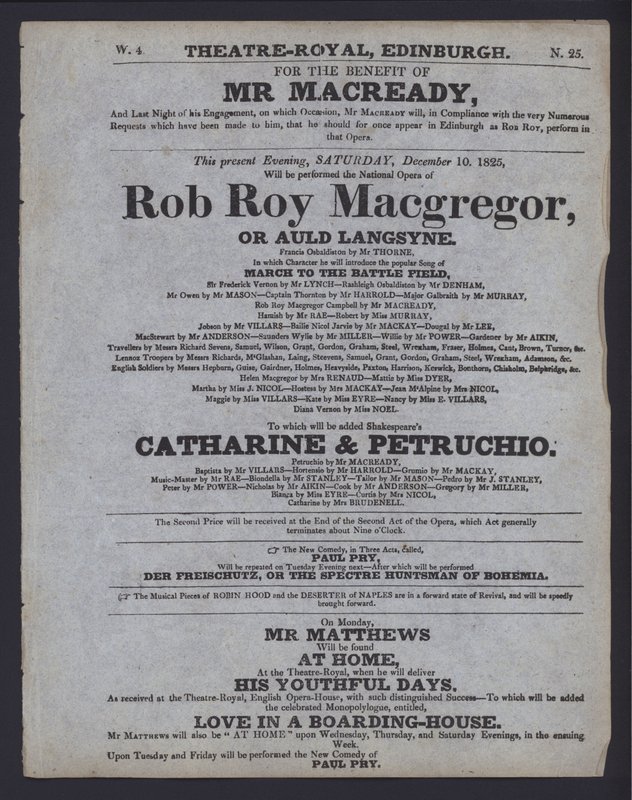 Programa de teatro para o Theatre Royal, Edimburgo de Scottish School