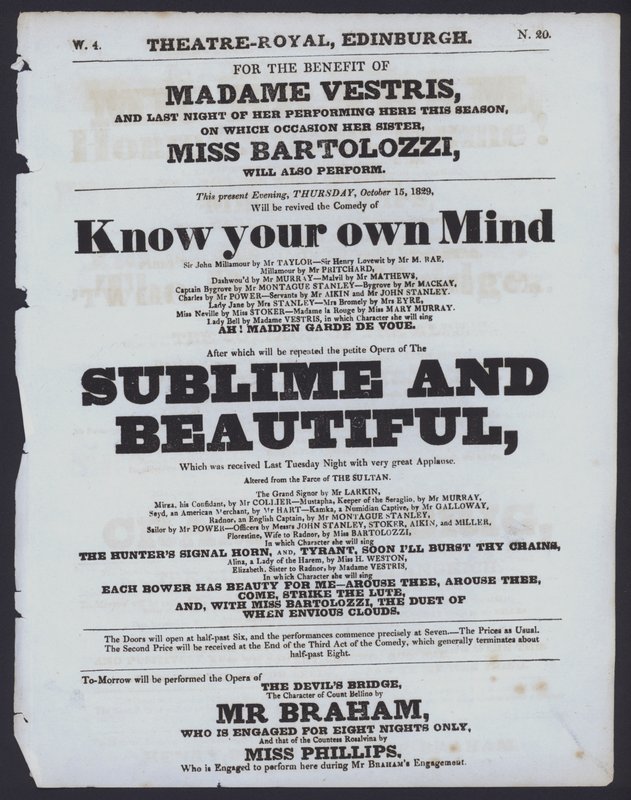 Programa de teatro para o Theatre Royal, Edimburgo de Scottish School
