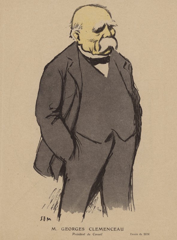 Georges Clemenceau, político francês (cor litho) de Sem