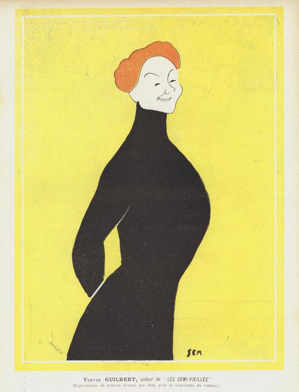 Yvette Guilbert, cantora e atriz de cabaré francesa. Ilustração para Le Rire de Sem