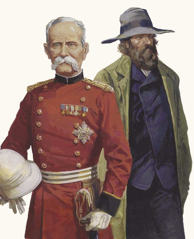 Guerra dos Bôeres: Lord Roberts e Pier Cronje (guache sobre papel) de Severino Baraldi