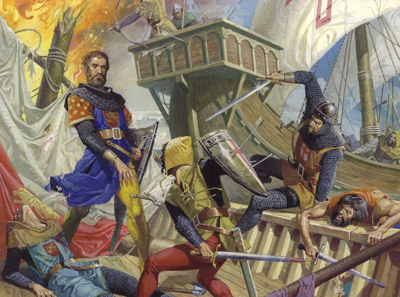 Marco Polo capturado pelo genovês, século XX (guache sobre papel) de Severino Baraldi