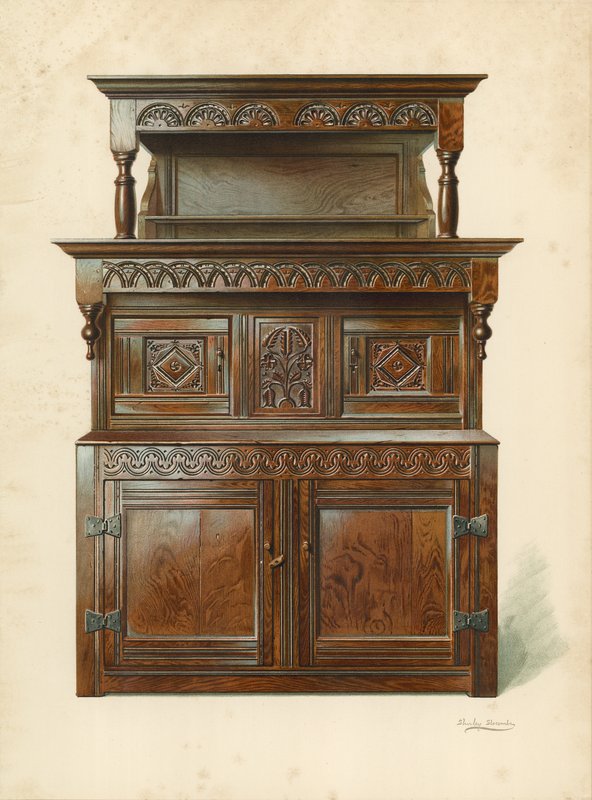 Armário da corte do carvalho (Tridarn), propriedade de H Clarence Whaite (chromolitho) de Shirley Charles Llewellyn Slocombe