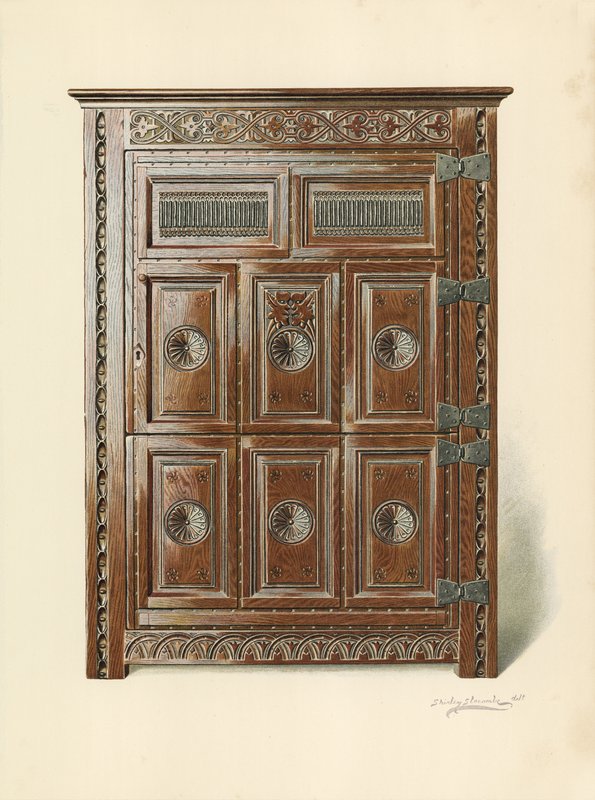 Armário de Carvalho (Galês) (cromolito) de Shirley Charles Llewellyn Slocombe