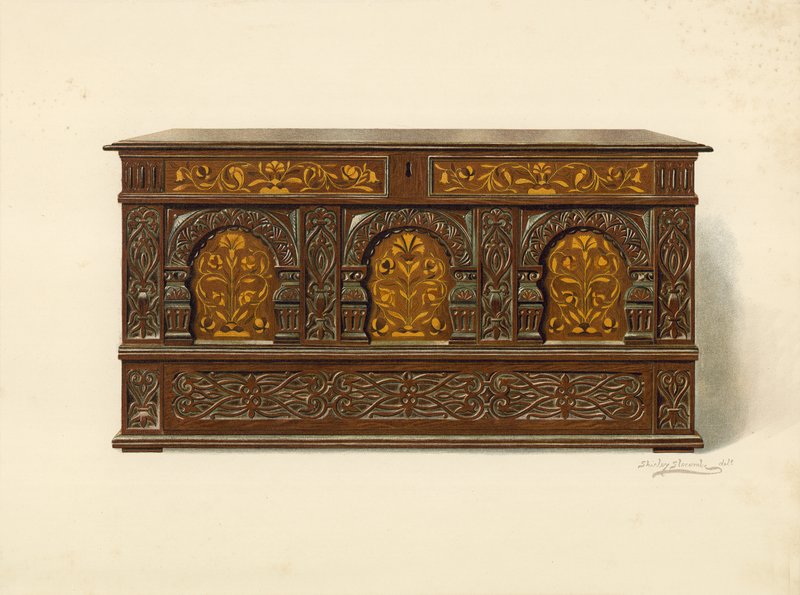 Peito Incrustado de Carvalho, propriedade de Arthur James (chromolitho) de Shirley Charles Llewellyn Slocombe
