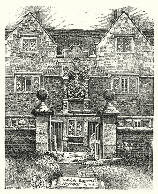 North Side, Hungerford Almshouses, Corsham (gravura) de Sidney Heath
