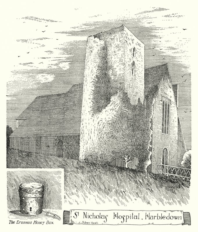 Hospital São Nicolau, Harbledown (gravura) de Sidney Heath