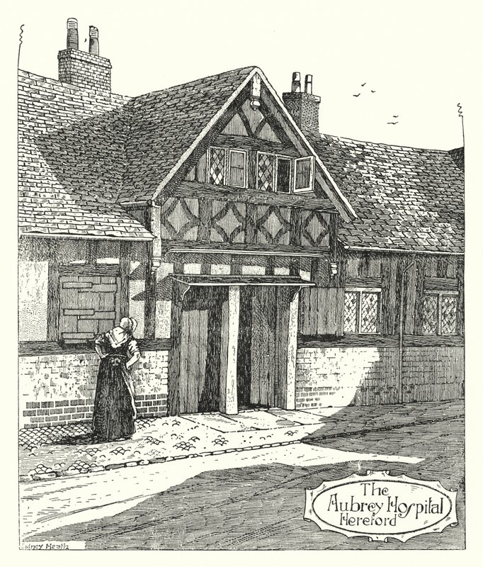 O Hospital Aubrey, Hereford (gravura) de Sidney Heath