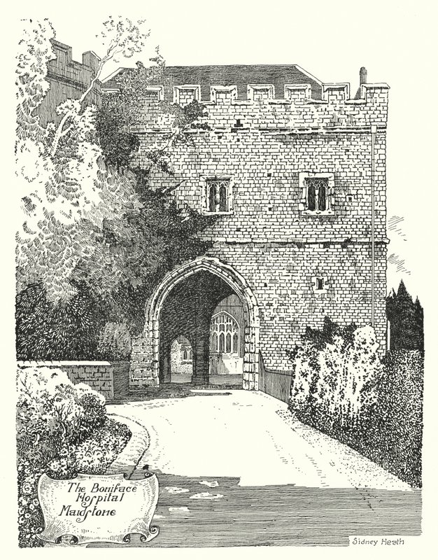 O Hospital Boniface, Maidstone (gravura) de Sidney Heath