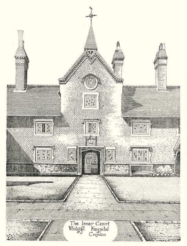 The Inner Court, Whitgift Hospital, Croydon (gravura) de Sidney Heath