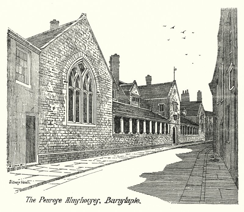 A Penrose Almshouses, Barnstaple (gravura) de Sidney Heath