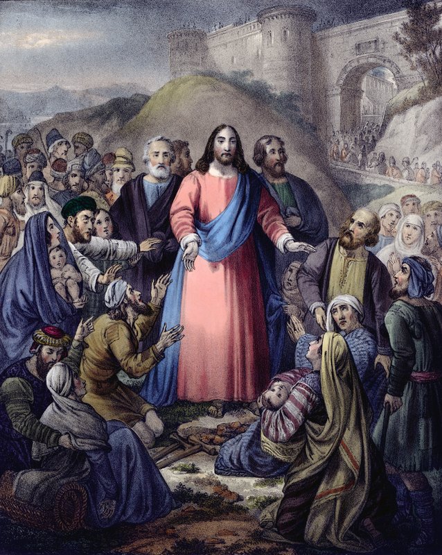Cristo curando a Multidão (cor litho) de Siegfried Detler Bendixen