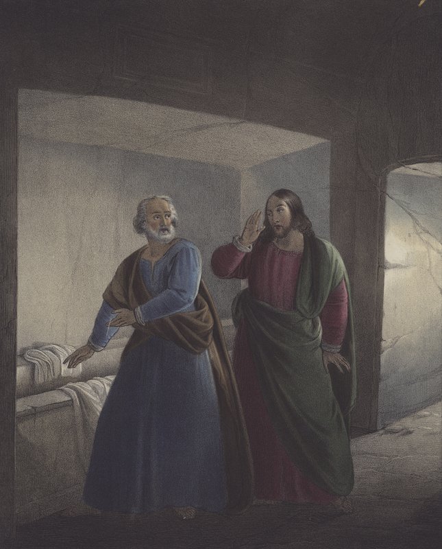 Pedro e João no Sepulcro. Ele está ressuscitado. de Siegfried Detler Bendixen