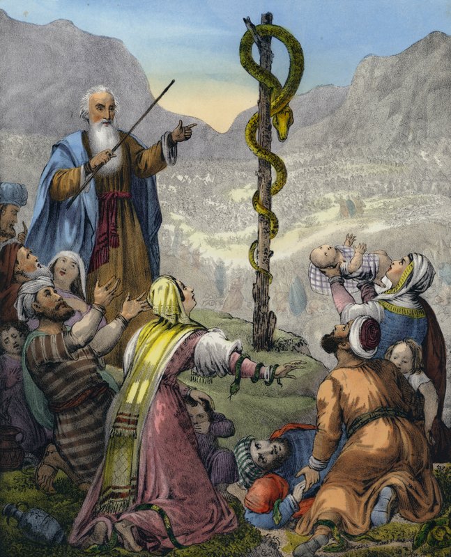 The Brazen Serpent (gravura colorida) de Siegfried Detler Bendixen
