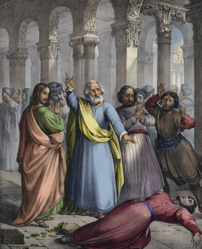 A morte de Ananias (gravura colorida) de Siegfried Detler Bendixen