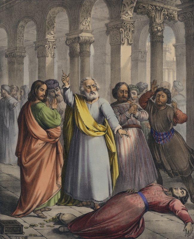A morte de Ananias (gravura colorida) de Siegfried Detler Bendixen