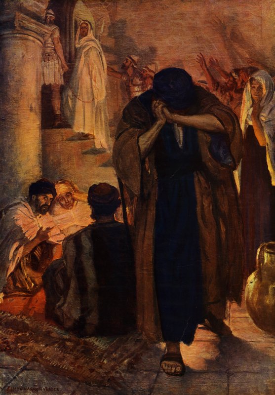 A negação de São Pedro (cor litho) de Simon Harmon (after) Vedder