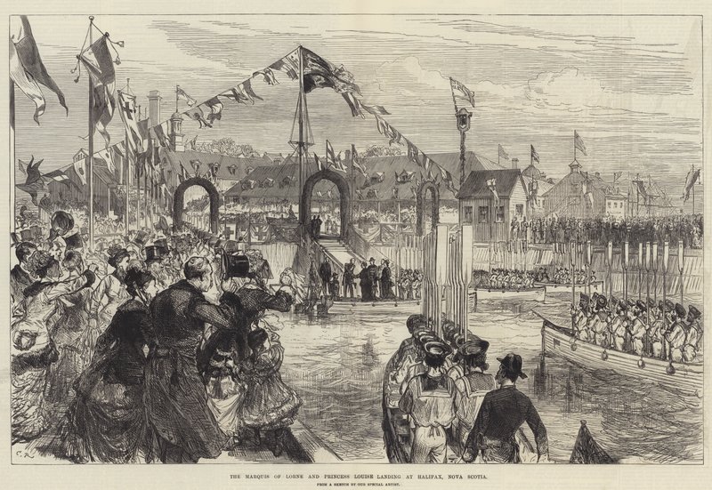 O Marquês de Lorne e Princesa Louise pousando em Halifax, Nova Escócia de Sir John Charles Robinson