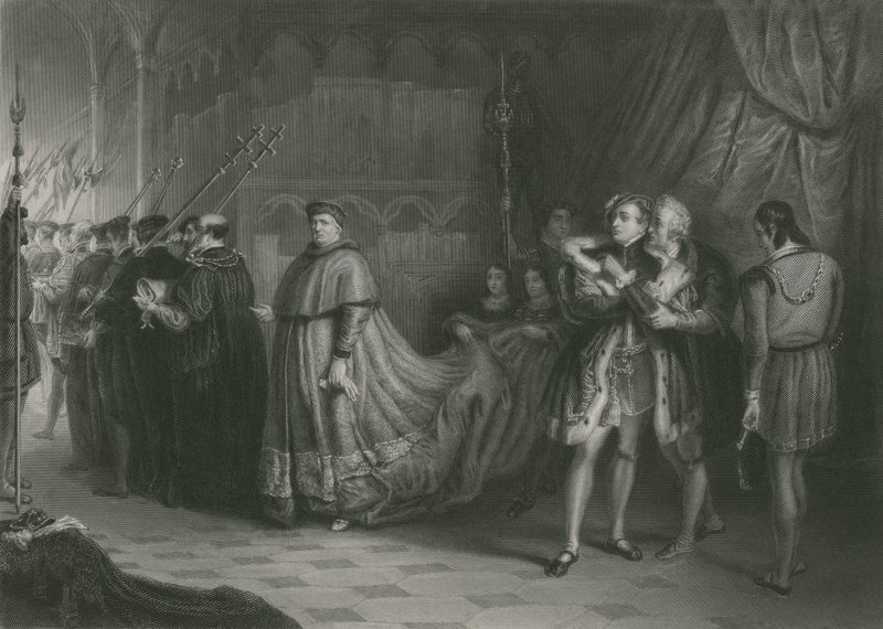 A disputa de Wolsey e Buckingham, o rei Henrique VIII de Solomon Alexander Hart