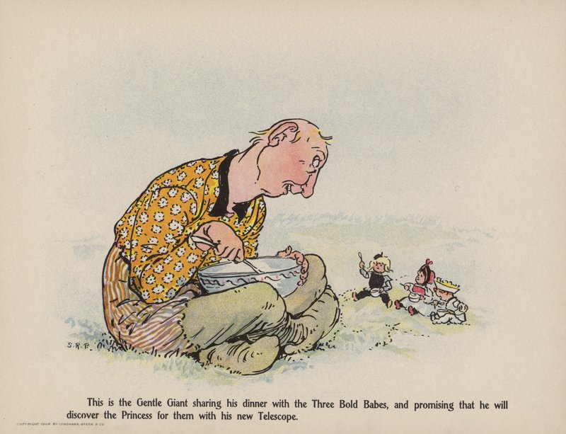 Ilustração para "Further Doings of the Three Bold Babes" (litografia a cores) de Sophia Rosamond Praeger