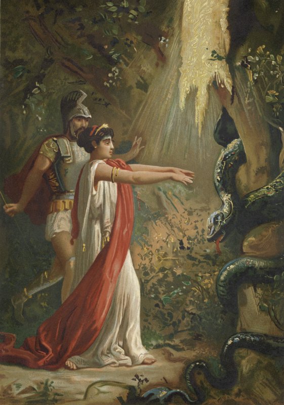 Medea colocando o dragão guardando o Velocino de Ouro para dormir de Spanish School