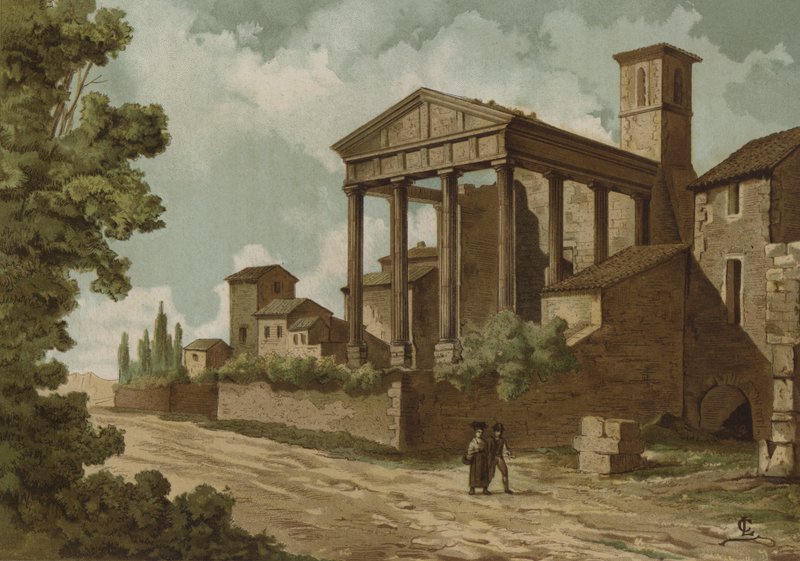 O templo romano de Hércules em Cori, Itália de Spanish School