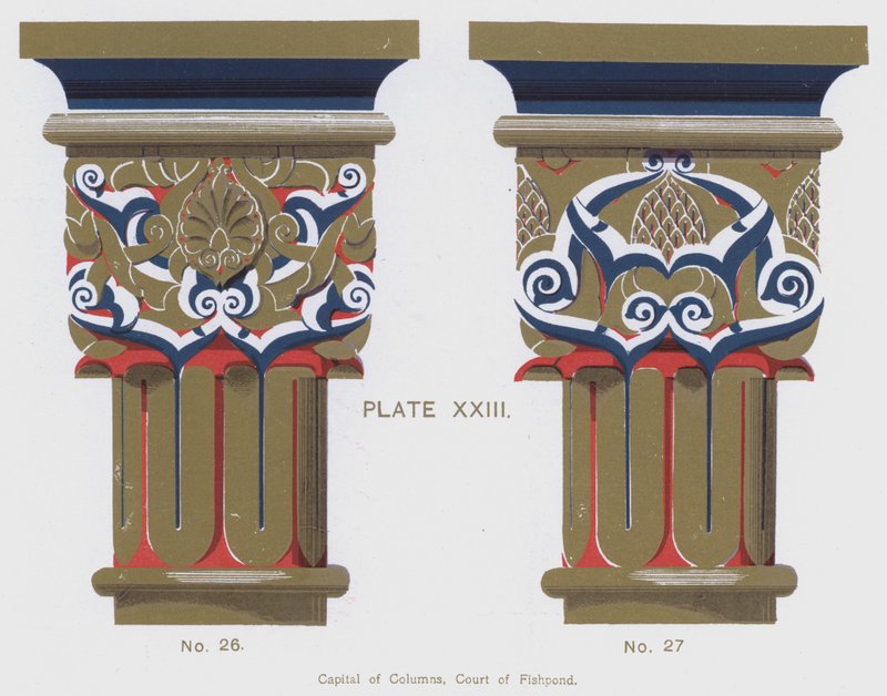 Capital de Colunas, Court of Fishpond (cor litho) de Spanish School