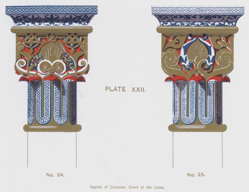 Capital de Colunas, Corte dos Leões (cor litho) de Spanish School