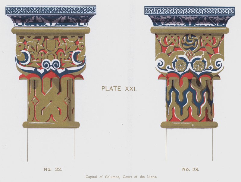 Capital de Colunas, Corte dos Leões (cor litho) de Spanish School