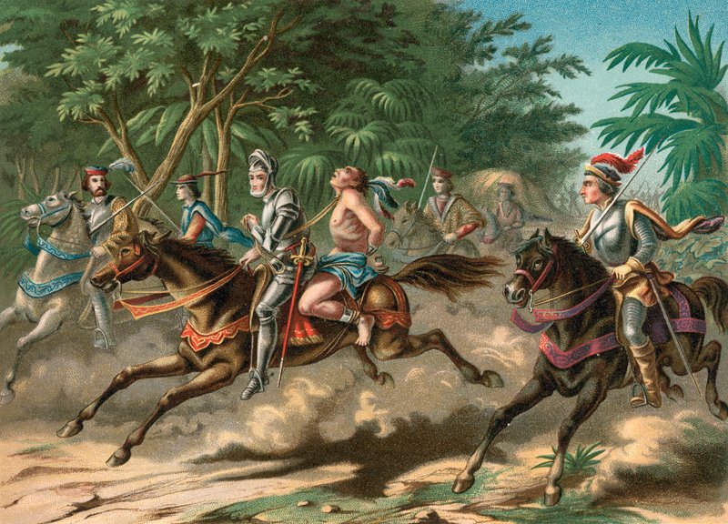 Captura do Chefe Caonabo em Hispaniola de Spanish School