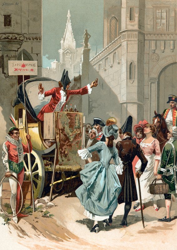 Charlatãs fora do Louvre durante a Revolução Francesa de Spanish School