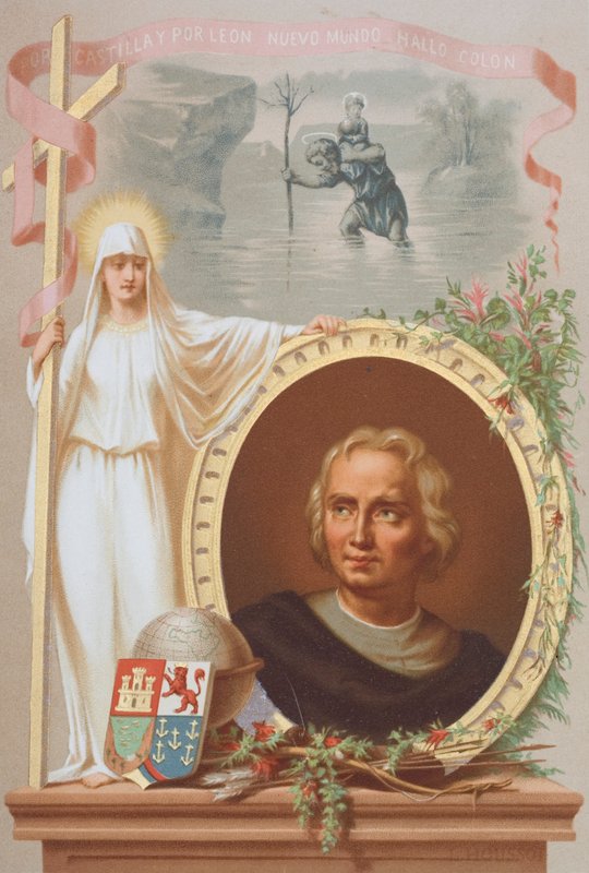 Cristóvão Colombo, navegador genovês (chromolitho) de Spanish School