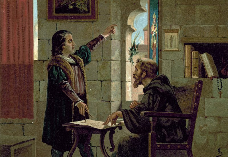 Cristóvão Colombo no mosteiro de La Rabida, de 1490 de Spanish School