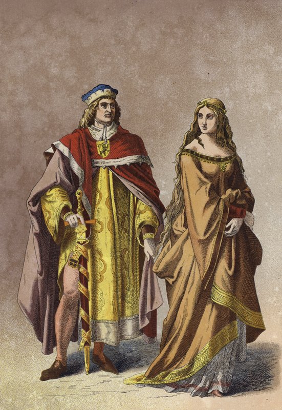 Senhora nobre europeia e cavalheiro, século 14 de Spanish School