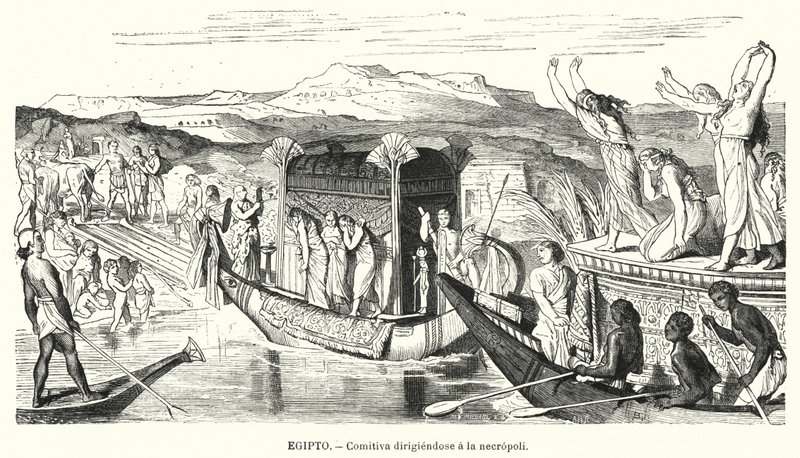 Festa funerária a caminho de uma necrópole no Antigo Egipto (litho) de Spanish School