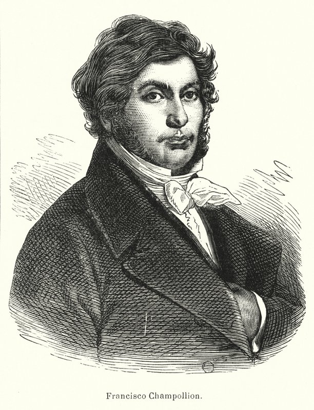 Jean-Francois Champollion, estudioso francês, filólogo e decifrador dos hieróglifos egípcios antigos (litho) de Spanish School