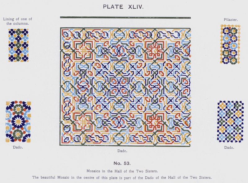 Mosaicos no Salão das Duas Irmãs (cor litho) de Spanish School