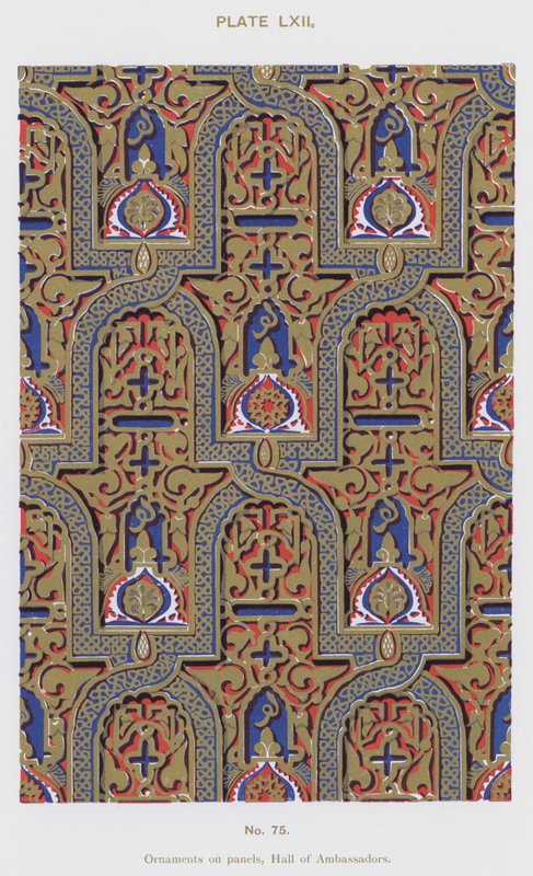 Ornamentos nos painéis, Salão dos Embaixadores (cor litho) de Spanish School