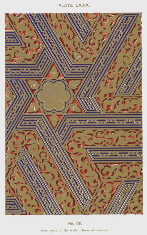 Ornamentos nas paredes, Casa de Sanchez (cor litho) de Spanish School