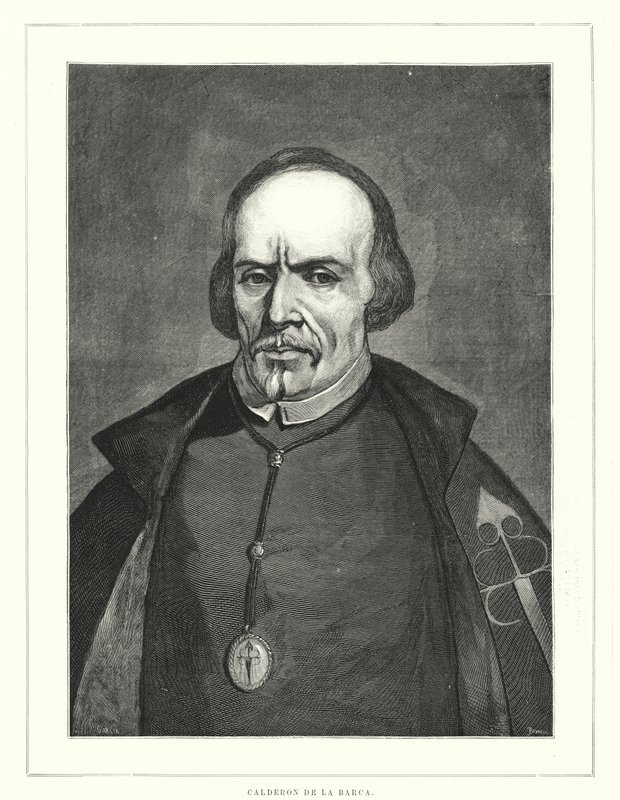 Pedro Calderon de la Barca, soldado espanhol, sacerdote e autor (litho) de Spanish School