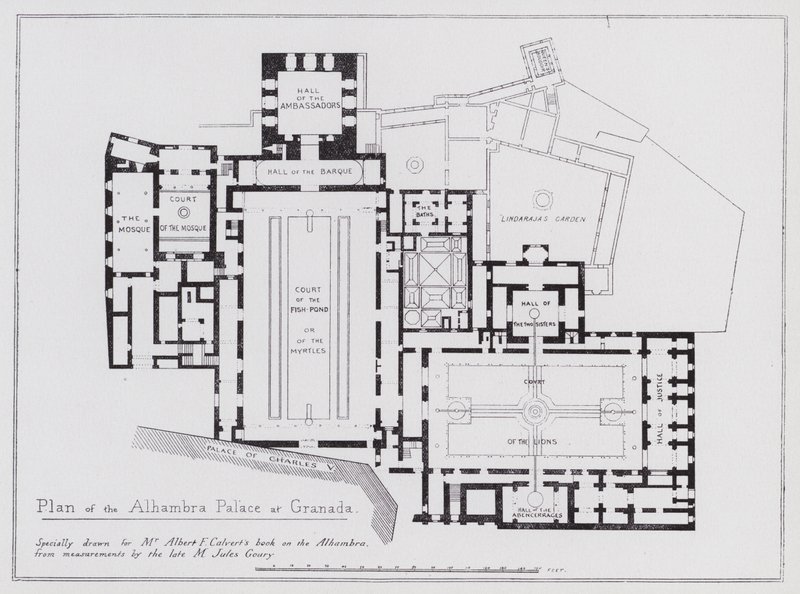 Planta do Palácio Alhambra em Granada (litho) de Spanish School