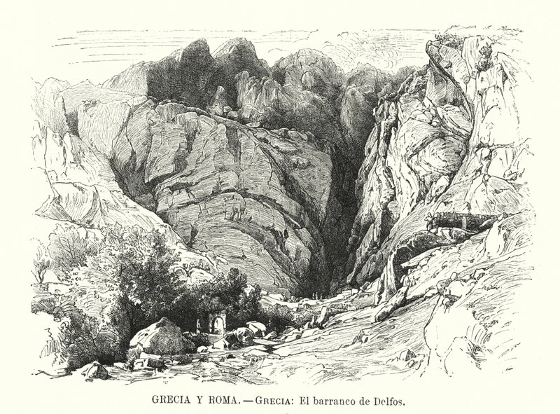 Ravina de Delfos, Grécia (litho) de Spanish School