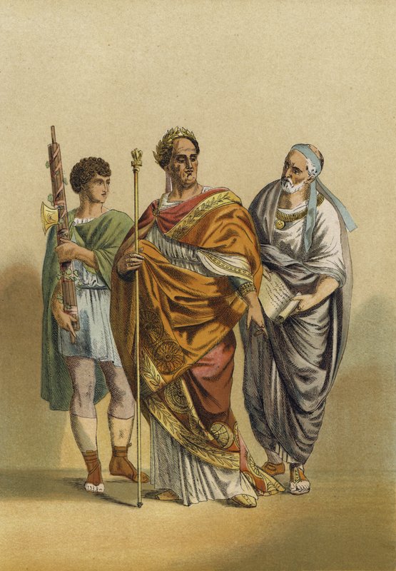 Sacerdote romano de Júpiter e seus assistentes de Spanish School