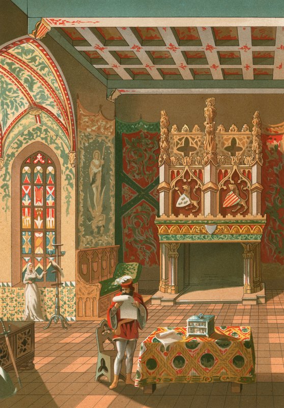 Salão de um castelo feudal de Spanish School