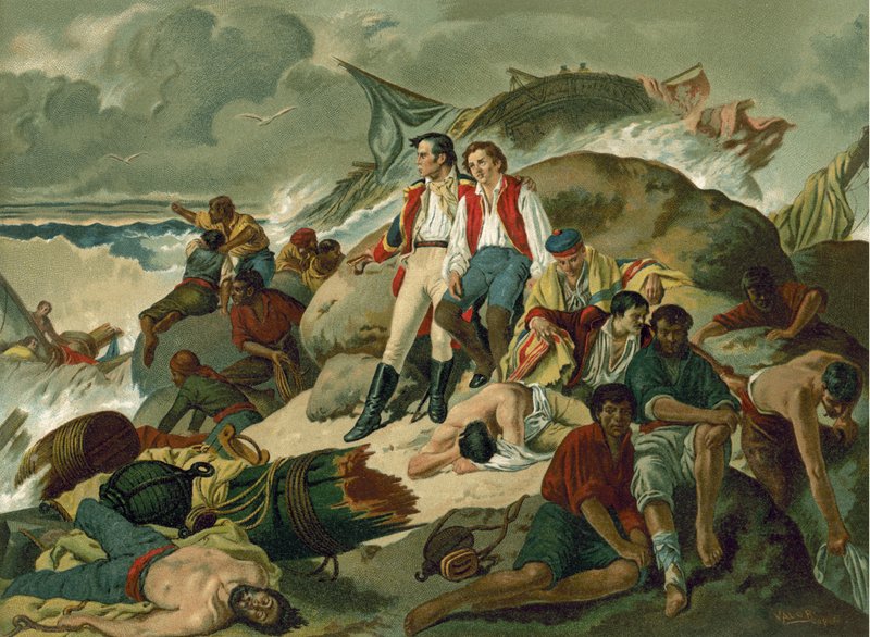 Sobreviventes naufragados da Batalha de Trafalgar, 1805 de Spanish School