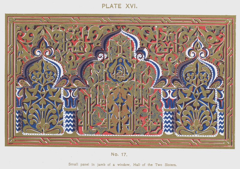 Pequeno painel na ombreira de uma janela, Salão das Duas Irmãs (cor litho) de Spanish School