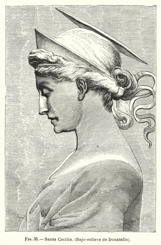 Santa Cecília, baixo-relevo de Donatello (litho) de Spanish School