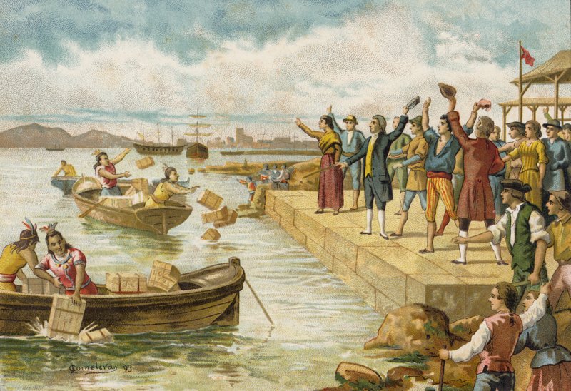 O Boston Tea Party, 1773 de Spanish School